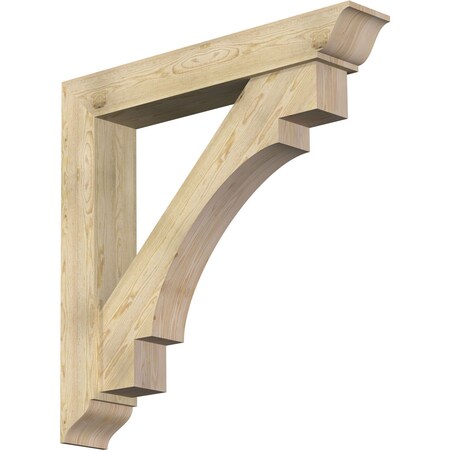 Ekena Millwork Merced Traditional Rough Sawn Bracket w/ Offset Brace, Douglas Fir, 8"W x 48"D x 48"H BKT0806X48X48MRC01RDF